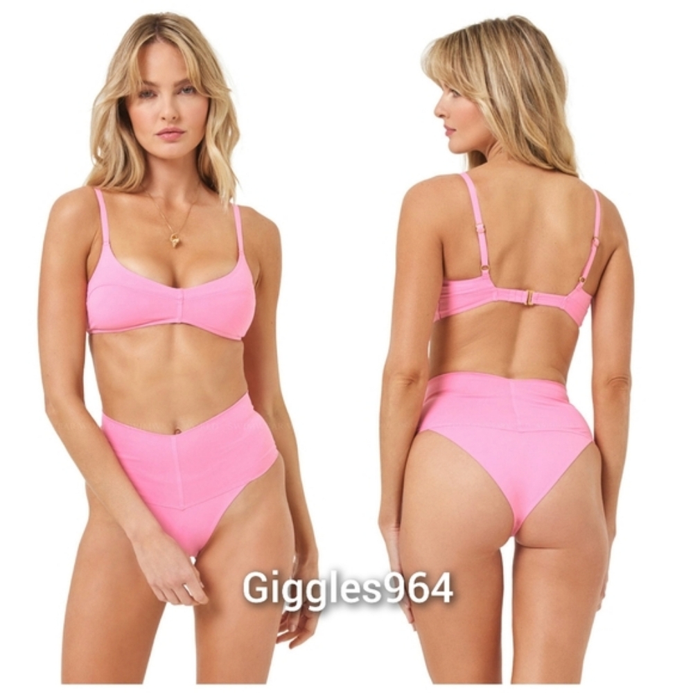L*Space Fused Alec Ry Bikini Set Guava Pink - Picture 2 of 4